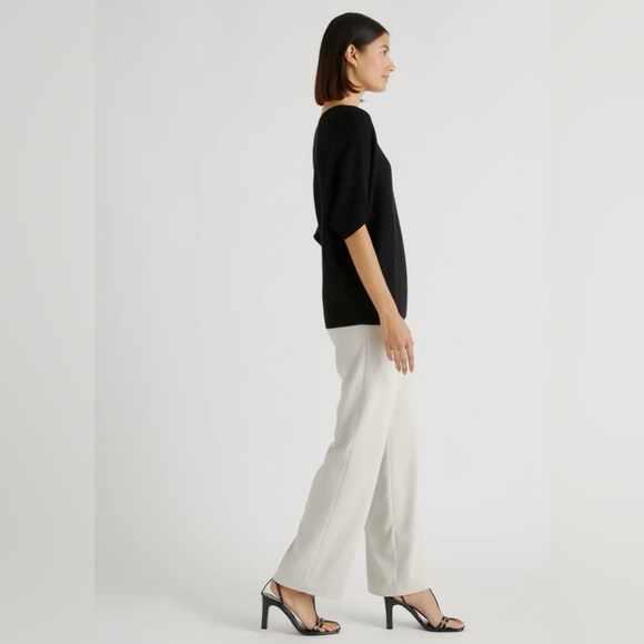 QUINCE NWOT Cotton Cashmere Link Stitch Dolman Sweater Black Size Small Gorgeous - Picture 5 of 12